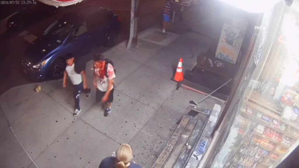 Disturbing video shows two brothers walking down a sidewalk bathed in blood after a stabbing in NYC: cops