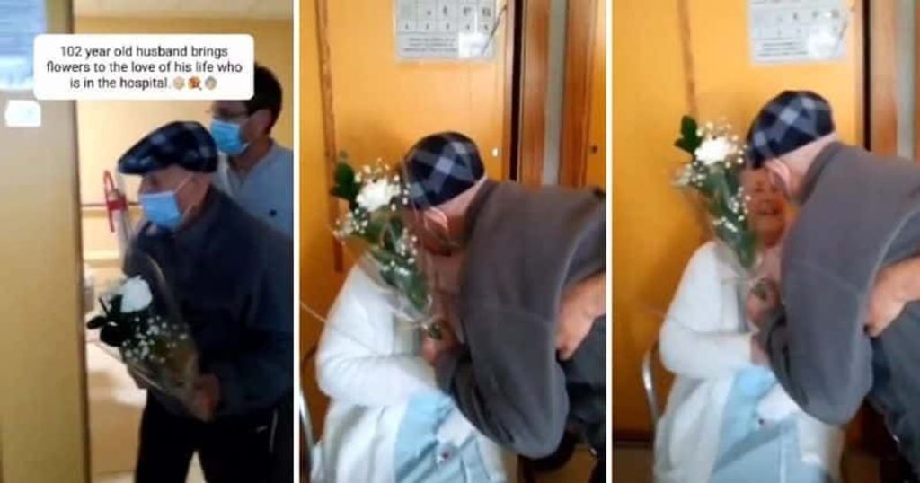 102-year-old man brings flowers to his wife in the hospital and that kind of love is priceless