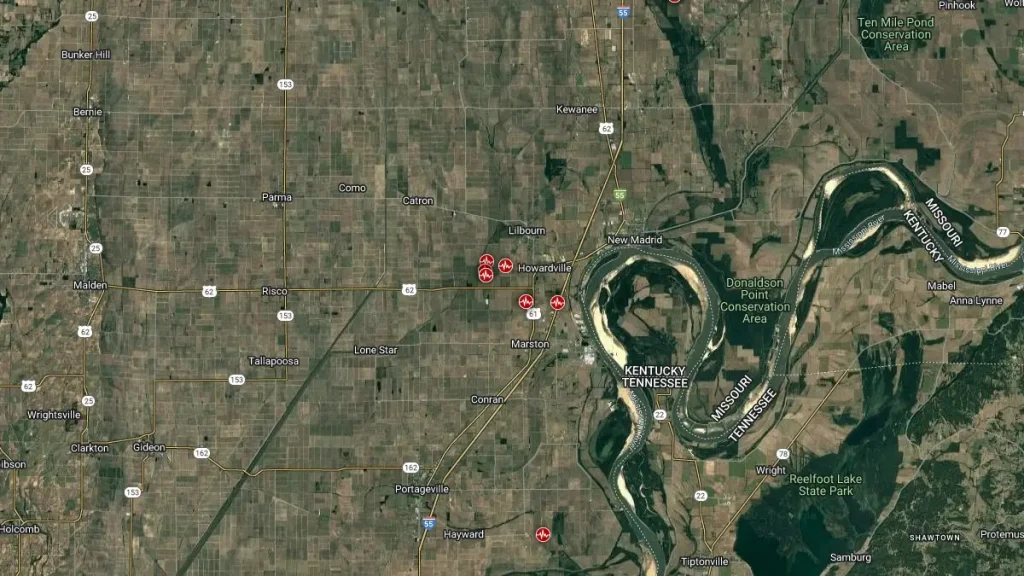 Earthquake swarm near New Madrid, Missouri